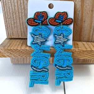 Palmetto Moon BEADED COWGIRL  STETSON Hat Pierced EARRINGS Felt Backing Star